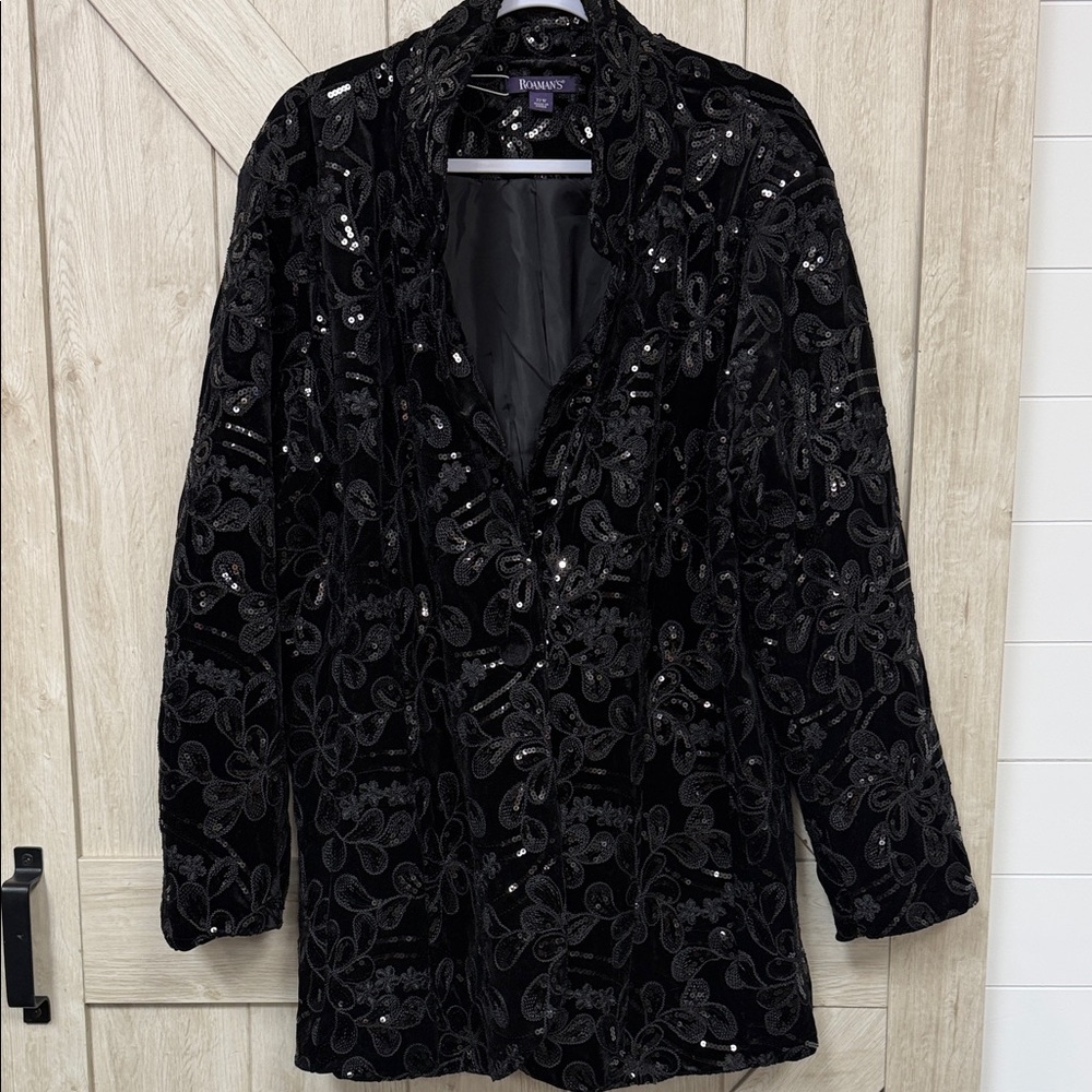 Black Floral Embellished Blazer